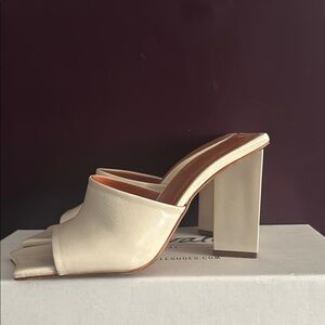 Elegant Cream Block Heel Mules